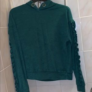 Green ruffle top SIZE S-M